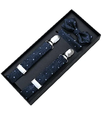 Moustache Kids'  Navy Blue Dotted Suspenders Set