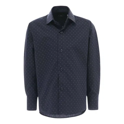 Moustache Navy Fleur De Lis Print Dress Shirt