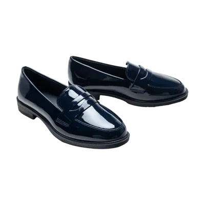 Moustache Navy Patent Penny Loafers By Childsplay Clothing In Blue