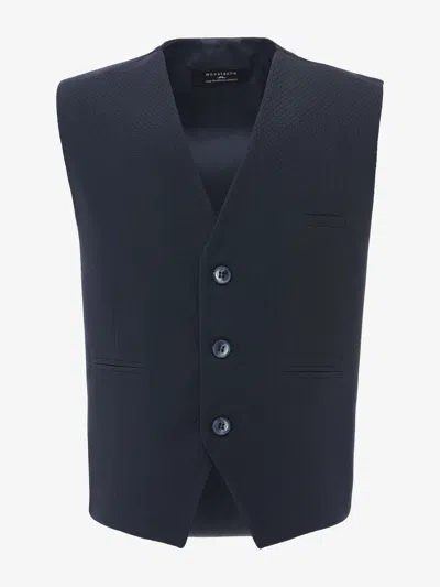 Moustache Navy Solid Vest & Bowtie Blue