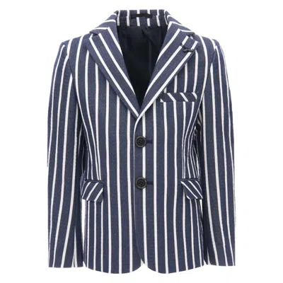 MOUSTACHE MOUSTACHE NAVY STRIPED PEAK LAPEL BLAZER BLUE BY CHILDSPLAY CLOTHING
