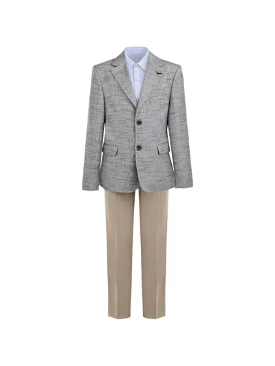 Moustache Kids' Oscar Textured Suit (set Of Three) In Multi