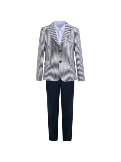 Moustache Kids' Parker Striped Suit (set Of Three) In Multi