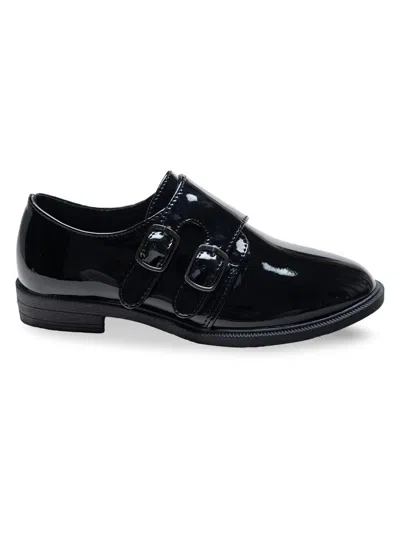 Moustache Kids' Patent Double Monk Strap Dress Shoes In Black