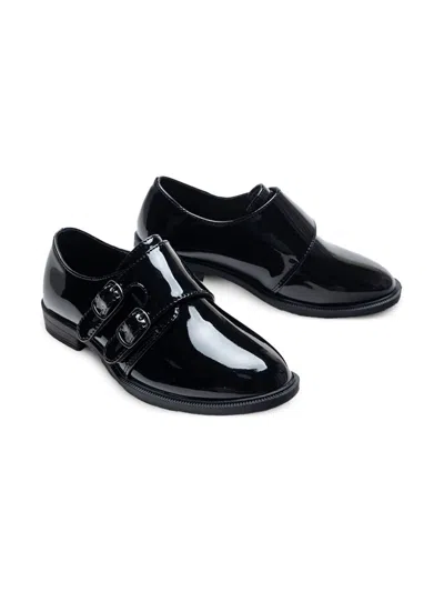 Moustache Kids' Patent-finish Buckled Shoes In Black