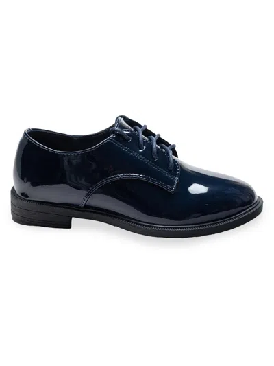 Moustache Kids' Patent Oxford Laced Dress Shoes In Blue