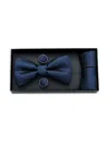 Moustache Patterned-jacquard Bow Tie Set In Blue