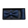Moustache Patterned-jacquard Bow Tie Set In Navy