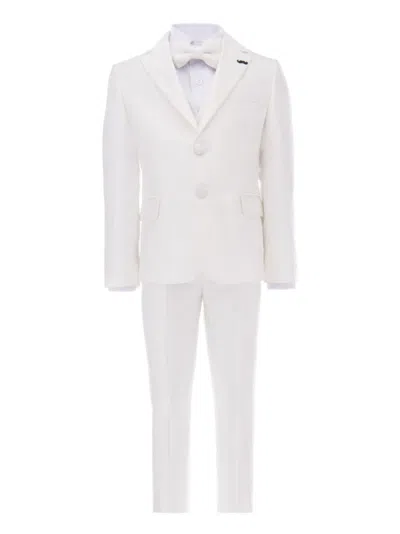 Moustache Kids' Peak-lapels Three-piece Suit In White
