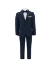 Moustache Peak Lapel Suit Set In Blue