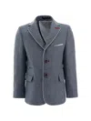 Moustache Peak-lapel Single-breasted Blazer In Gray