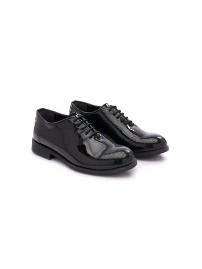 Moustache Kids' Perforated-detail Patent Oxford Shoes In Black