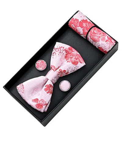 Moustache Kids'  Pink And Red Floral Bowtie Set