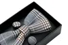 Moustache Plaid Bowtie Set In Blue