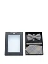 Moustache Plaid-check Accessory Set In Gray