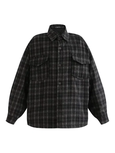 Moustache Kids' Plaid-pattern Shirt In Black