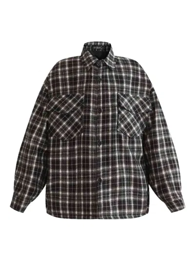 Moustache Kids' Plaid-pattern Shirt In Black