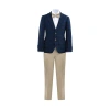 Moustache Plaid-pattern Suit Set (set Of Three) In Blue
