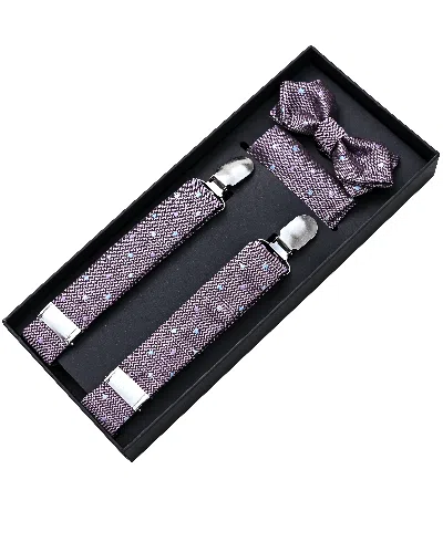Moustache Kids'  Purple Dotted Suspenders Set