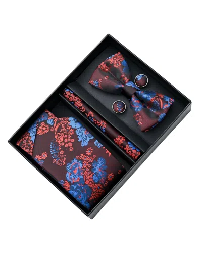 Moustache Kids'  Red And Blue Floral Tie Set