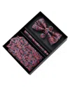 Moustache Red And Blue Paisley Tie Set In Multi