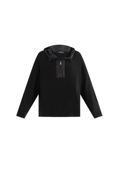 Moustache Kids'  Ribbed Half-zip Sweater In Black
