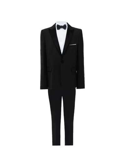 Moustache Kids' Satin-lapel Formal Suit In Black
