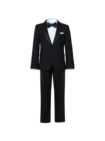 Moustache Kids' Satin-trim Four-piece Suit In Black