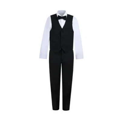 Moustache Kids'  Serge Formal Vest & Bow Tie Suit In Black