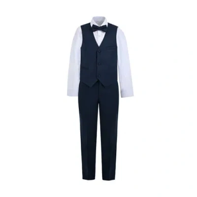 Moustache Kids'  Serge Formal Vest & Bow Tie Suit In Blue