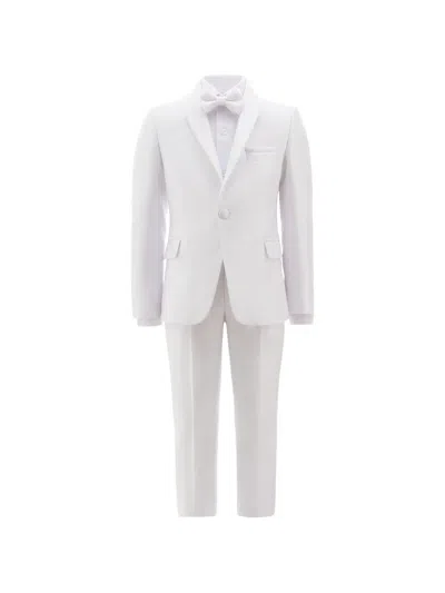 Moustache Babies' Shawl-lapel Suit (set Of Four) In White