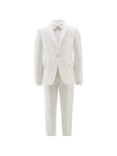 Moustache Kids' Shawl-lapel Suit Set (set Of Five) In White