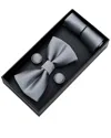 Moustache Silver Crosshatch Bowtie Set