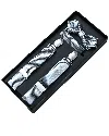 Moustache Silver Crosshatched Suspenders Set In Blue