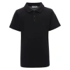 Moustache Black Solid Logo Polo In Black