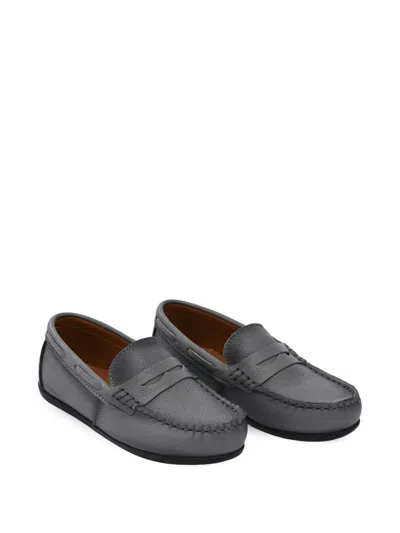 Moustache Stitched Penny Loafers In Gray