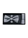Moustache Textured Bow Tie Set In Grey
