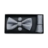 Moustache Textured Bow Tie Set In Silver
