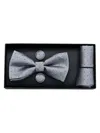 Moustache Textured Bow Tie Set In Gray
