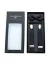 Moustache Lined Suspenders Set In Black