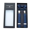 Moustache Textured Suspender Set In Blue