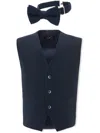 Moustache Textured Waistcoat Set In Blue