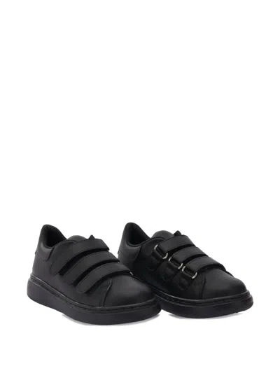 Moustache Touch-strap Leather Sneakers In Black