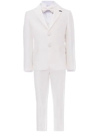 Moustache Kids' Tuxedo Four-piece Suit In 白色