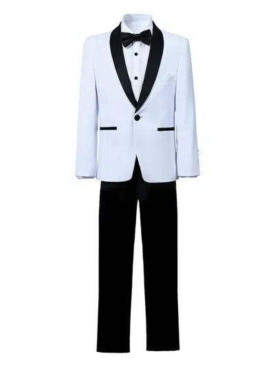 Moustache Kids' Tuxedo Suit In White