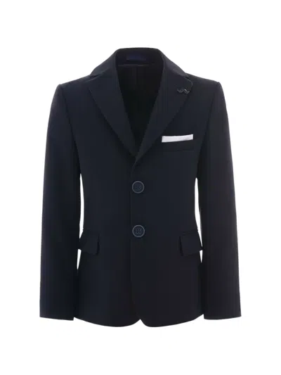 Moustache Kids' Twill Peak-lapel Blazer In Blue