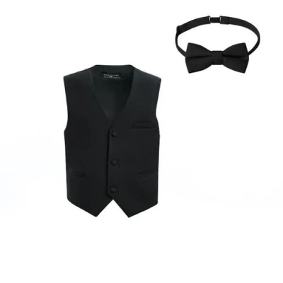 Moustache Kids'  Vest & Bow Tie Set In Black