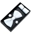 Moustache White Crosshatched Bowtie Set In Blue