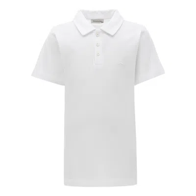 Moustache White Solid Logo Polo