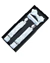 Moustache White Suspender Set In Blue